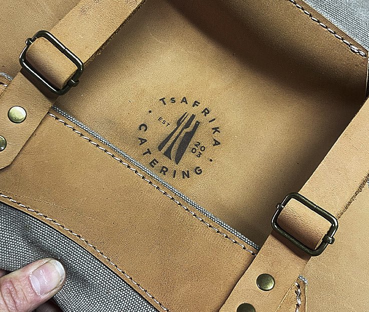 custom branded canvas leather apron for cooking workshop braai everyday wear