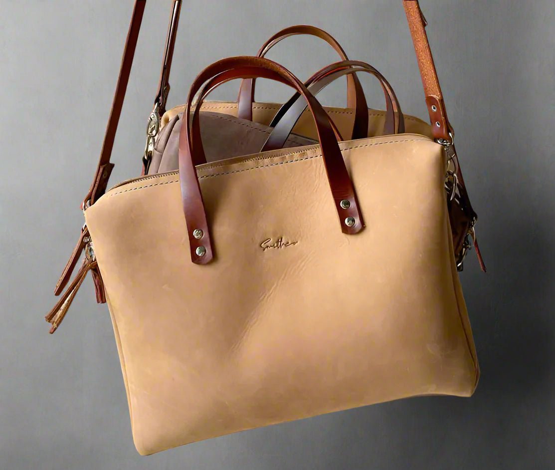 compact leather laptop bag slim everyday work carry
