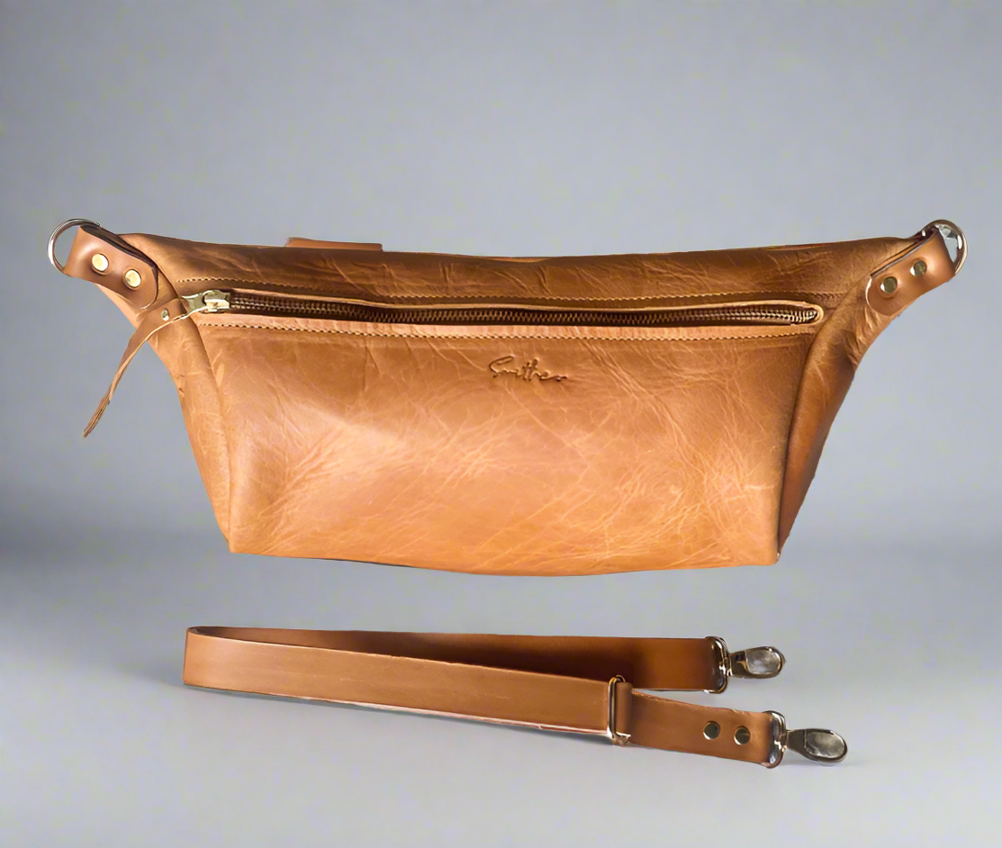 Oversized moonsling bag in toffee colour