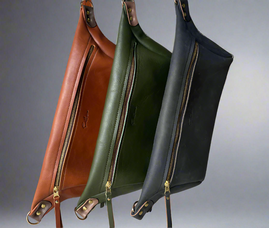 Oversized leather moonsling bags in various colours