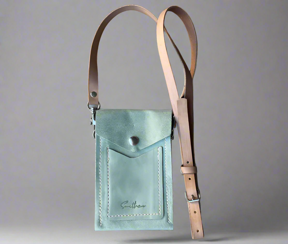 Smithco Leather Essential Mini Bag in sage green – small structured leather bag for daily essentials