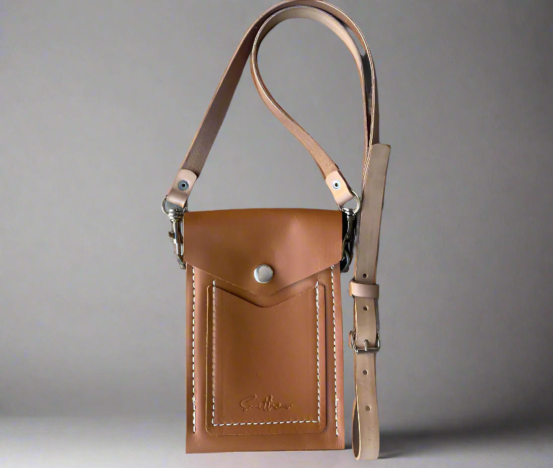 Smithco Leather Essential Mini Bag in tan – small structured leather bag for daily essentials
