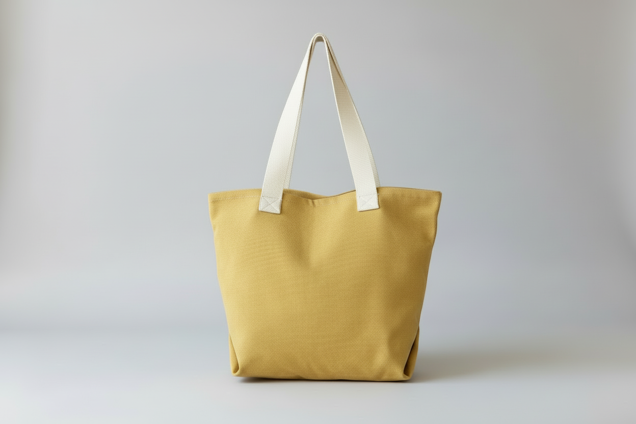 Yellow coloured canvas shopper bag