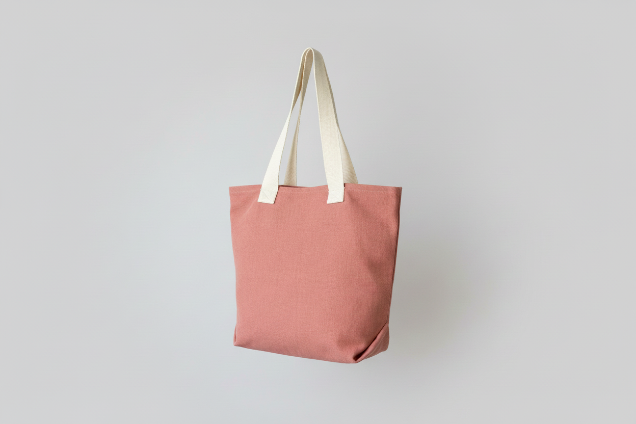 Rose coloured canvas shopper bag