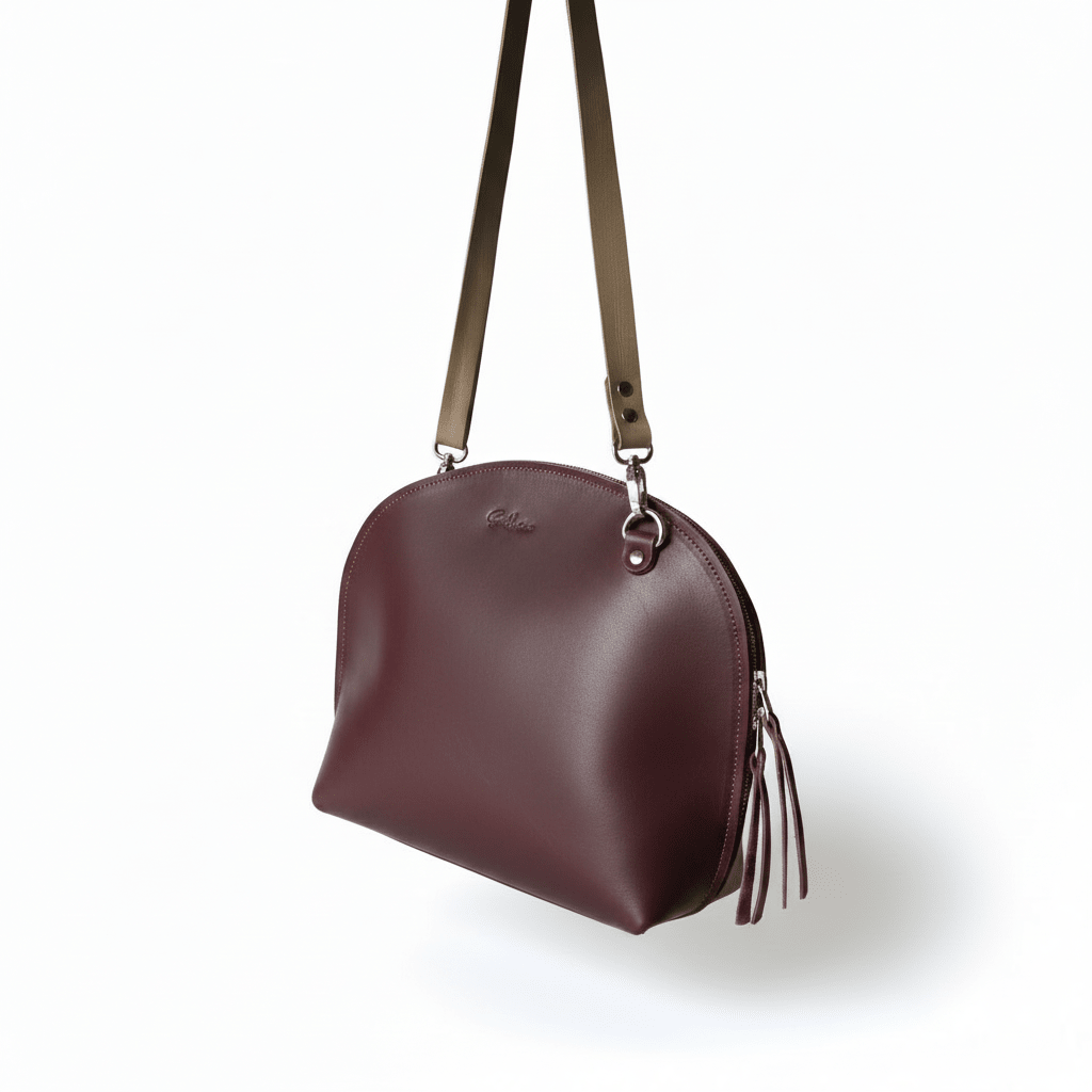 Premium  burgundy full grain leather handmade crossbody bag Cape Town 