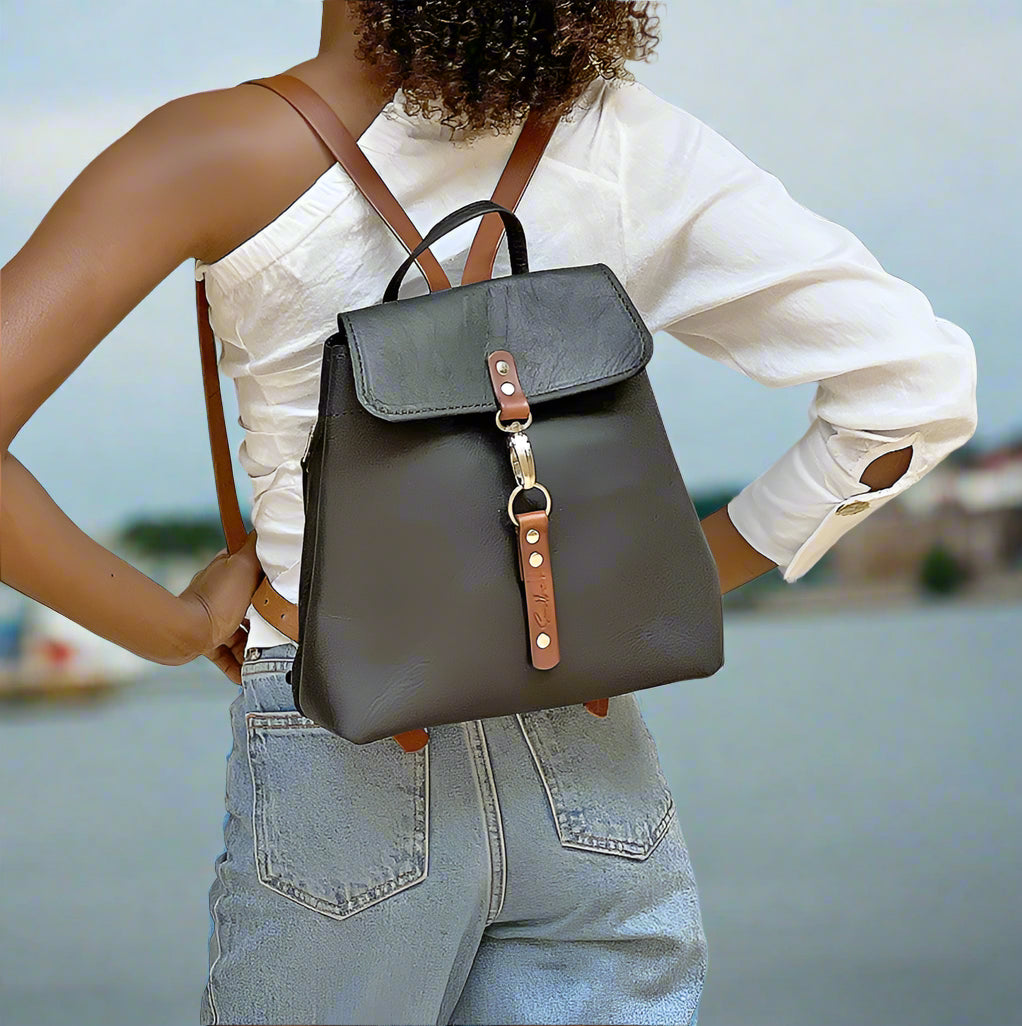Stride leather backpack