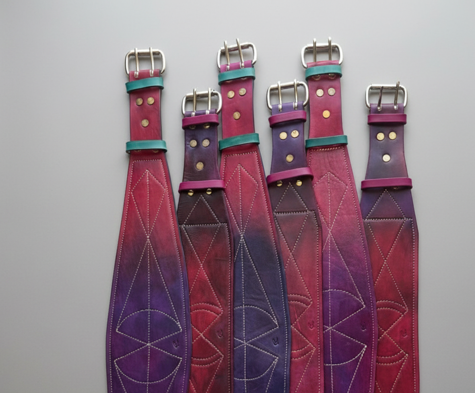 Buckle details of leather weightlifting belts