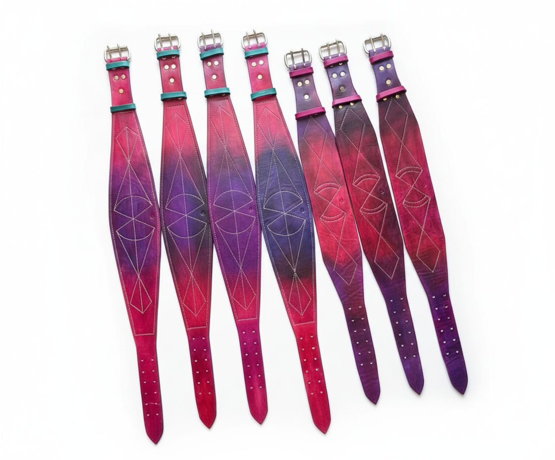 Custom weight lifting belts with decorative stitching