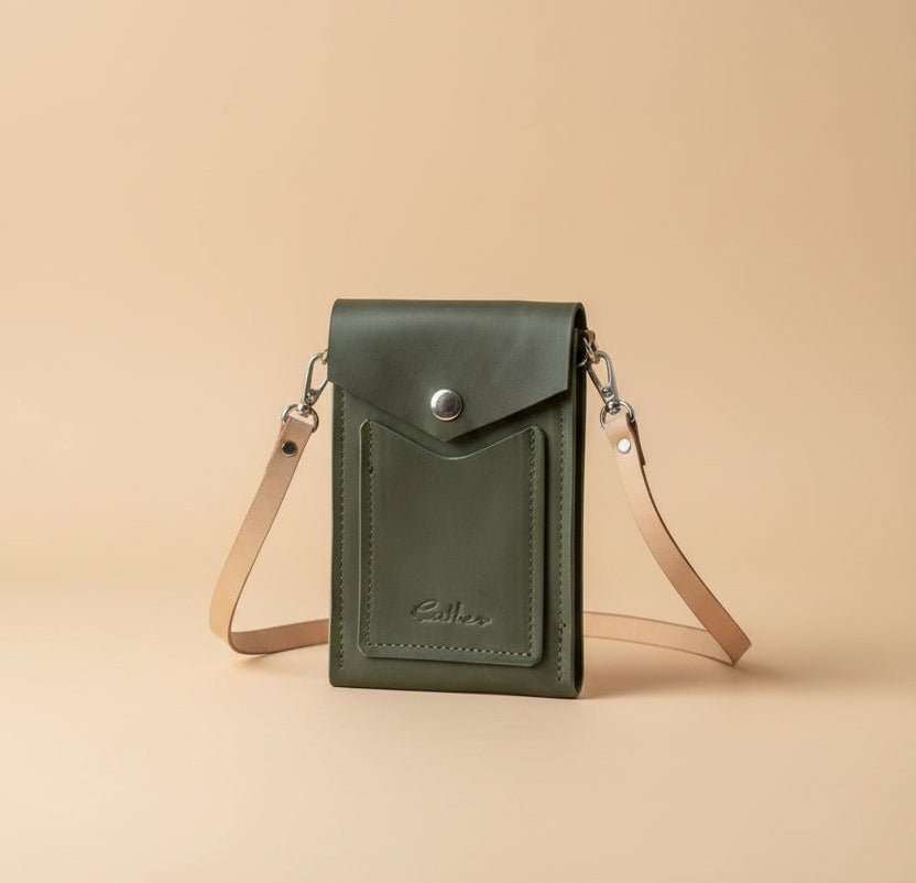 Full grain leather mini phone bag handmade in Cape Town