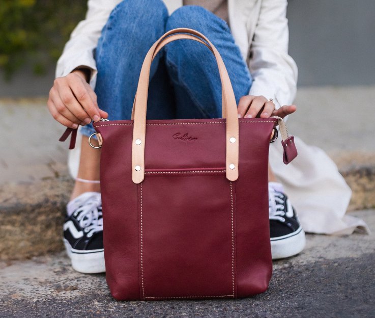Mini lux leather shopper bag