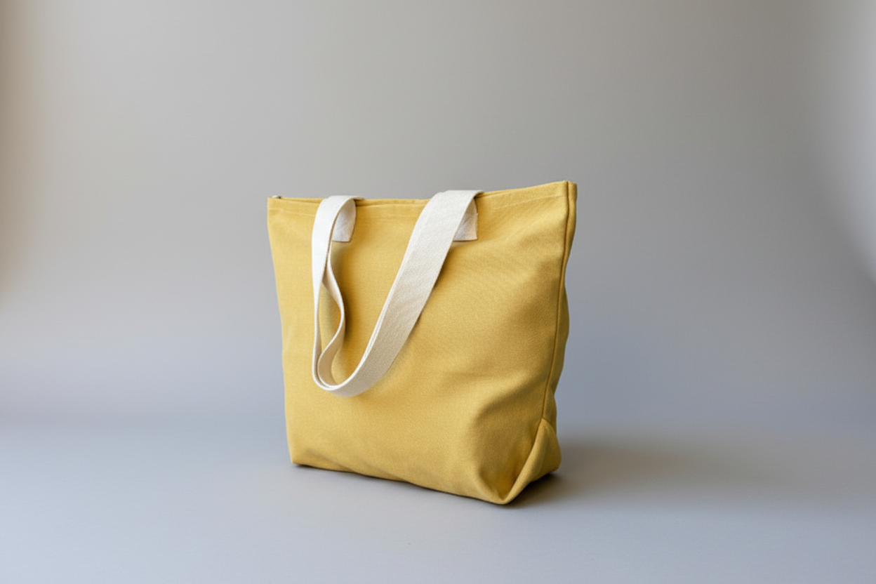 Ochre coloured canvas shopper