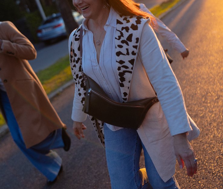 Oversized moonsling leather crossbody bag