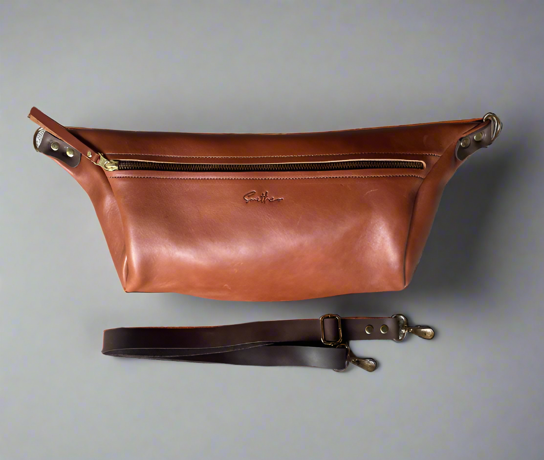 oversized full grain leather sling bag everyday use