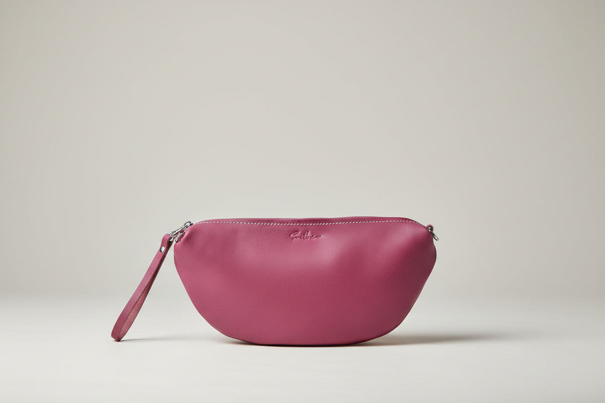Full grain leather burgundy halfmoon bag